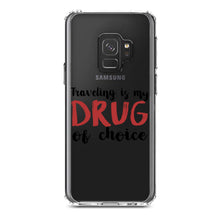DistinctInk® Clear Shockproof Hybrid Case for Apple iPhone / Samsung Galaxy / Google Pixel - Traveling is My Drug of Choice