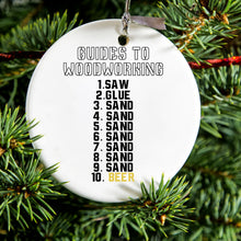 DistinctInk® Hanging Ceramic Christmas Tree Ornament with Gold String - Great Gift / Present - 2 3/4 inch Diameter - Guides to Woodworking Saw Glue Sand Beer