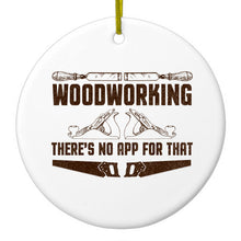 DistinctInk® Hanging Ceramic Christmas Tree Ornament with Gold String - Great Gift / Present - 2 3/4 inch Diameter - Woodworking - There's No App For That