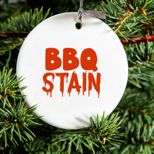 DistinctInk® Hanging Ceramic Christmas Tree Ornament with Gold String - Great Gift / Present - 2 3/4 inch Diameter - BBQ Stain Barbecue