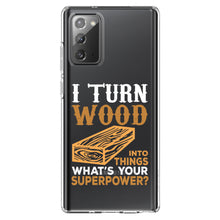 DistinctInk® Clear Shockproof Hybrid Case for Apple iPhone / Samsung Galaxy / Google Pixel - Turn Wood into Things What's Your Superpower