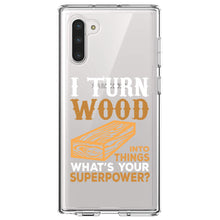 DistinctInk® Clear Shockproof Hybrid Case for Apple iPhone / Samsung Galaxy / Google Pixel - Turn Wood into Things What's Your Superpower