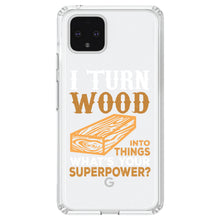 DistinctInk® Clear Shockproof Hybrid Case for Apple iPhone / Samsung Galaxy / Google Pixel - Turn Wood into Things What's Your Superpower