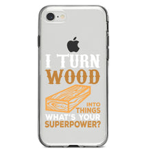 DistinctInk® Clear Shockproof Hybrid Case for Apple iPhone / Samsung Galaxy / Google Pixel - Turn Wood into Things What's Your Superpower