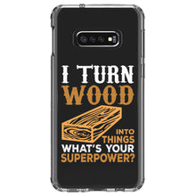 DistinctInk® Clear Shockproof Hybrid Case for Apple iPhone / Samsung Galaxy / Google Pixel - Turn Wood into Things What's Your Superpower