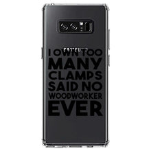 DistinctInk® Clear Shockproof Hybrid Case for Apple iPhone / Samsung Galaxy / Google Pixel - Own Too Many Clams - No Woodworker Ever