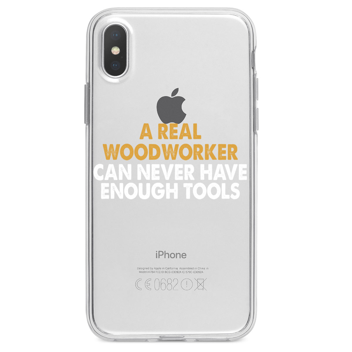 Real Woodworker Can Never Have Enough Tools Clear Shockproof iPhone Case, view 4