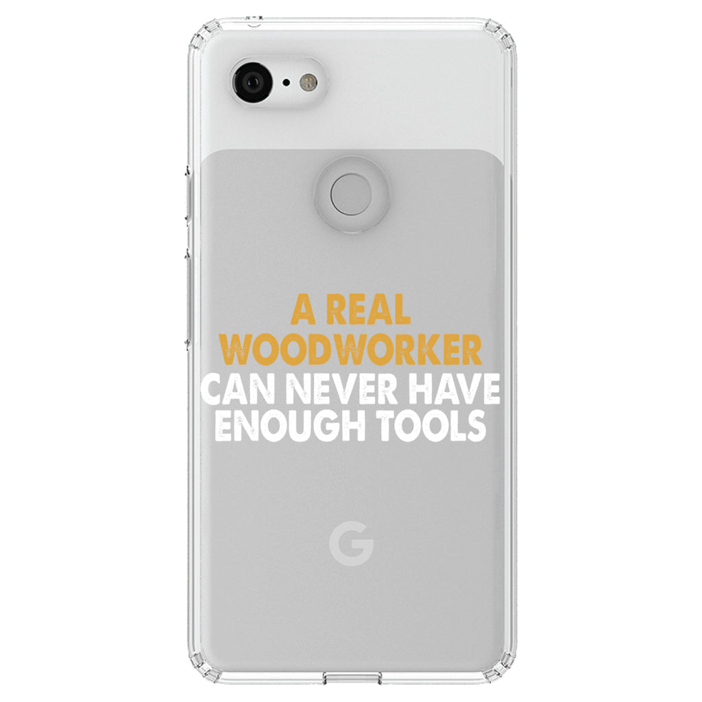 Real Woodworker Can Never Have Enough Tools Clear Shockproof iPhone Case, view 21
