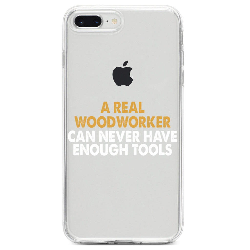 Real Woodworker Can Never Have Enough Tools Clear Shockproof iPhone Case, view 6
