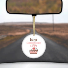 DistinctInk® Hanging Ceramic Christmas Tree Ornament with Gold String - Great Gift / Present - 2 3/4 inch Diameter - Bake Someone Happy