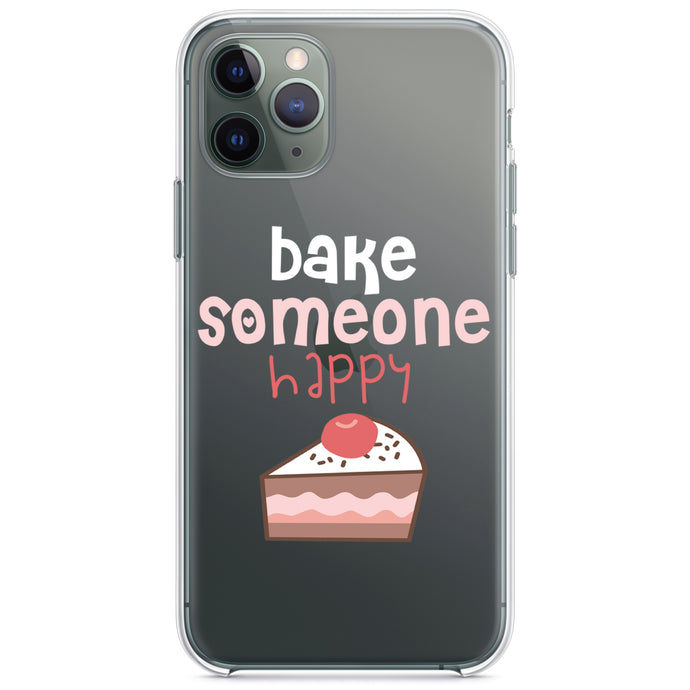DistinctInk® Clear Shockproof Hybrid Case for Apple iPhone / Samsung Galaxy / Google Pixel - Bake Someone Happy