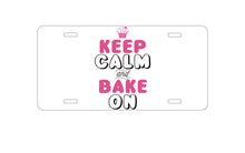 DistinctInk Custom Aluminum Decorative Vanity Front License Plate - Keep Calm and Bake On