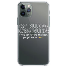 DistinctInk® Clear Shockproof Hybrid Case for Apple iPhone / Samsung Galaxy / Google Pixel - 1st Rule of Barbecuing - Get Me a Beer