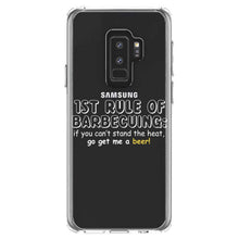 DistinctInk® Clear Shockproof Hybrid Case for Apple iPhone / Samsung Galaxy / Google Pixel - 1st Rule of Barbecuing - Get Me a Beer