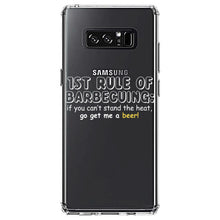 DistinctInk® Clear Shockproof Hybrid Case for Apple iPhone / Samsung Galaxy / Google Pixel - 1st Rule of Barbecuing - Get Me a Beer