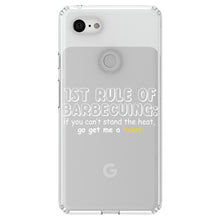 DistinctInk® Clear Shockproof Hybrid Case for Apple iPhone / Samsung Galaxy / Google Pixel - 1st Rule of Barbecuing - Get Me a Beer