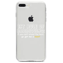 DistinctInk® Clear Shockproof Hybrid Case for Apple iPhone / Samsung Galaxy / Google Pixel - 1st Rule of Barbecuing - Get Me a Beer