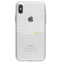 DistinctInk® Clear Shockproof Hybrid Case for Apple iPhone / Samsung Galaxy / Google Pixel - 1st Rule of Barbecuing - Get Me a Beer