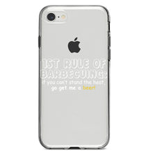 DistinctInk® Clear Shockproof Hybrid Case for Apple iPhone / Samsung Galaxy / Google Pixel - 1st Rule of Barbecuing - Get Me a Beer