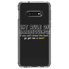DistinctInk® Clear Shockproof Hybrid Case for Apple iPhone / Samsung Galaxy / Google Pixel - 1st Rule of Barbecuing - Get Me a Beer
