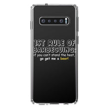 DistinctInk® Clear Shockproof Hybrid Case for Apple iPhone / Samsung Galaxy / Google Pixel - 1st Rule of Barbecuing - Get Me a Beer