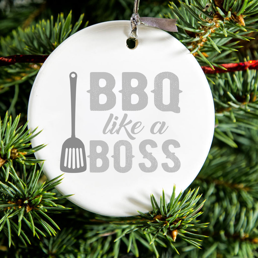 BBQ Like a Boss Barbecue Ceramic Ornament, view 2