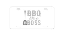 DistinctInk Custom Aluminum Decorative Vanity Front License Plate - BBQ Like a Boss Barbecue