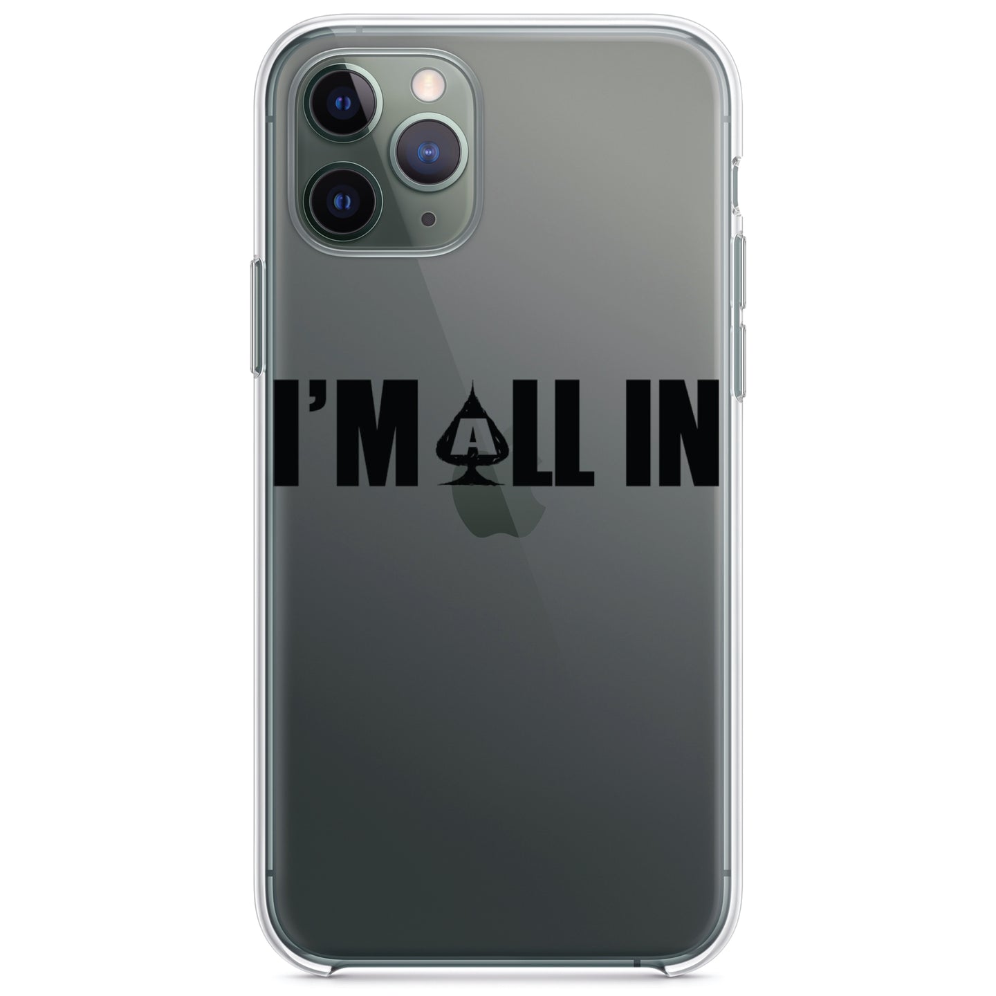 DistinctInk® Clear Shockproof Hybrid Case for Apple iPhone / Samsung Galaxy / Google Pixel - I'm All In - Poker Casino Cards Gambling