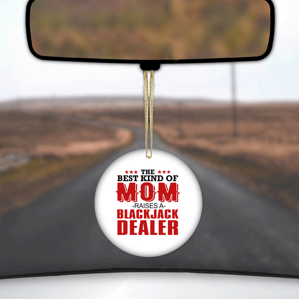 Best Mom Raises a Blackjack Dealer Ceramic Ornament, view 3