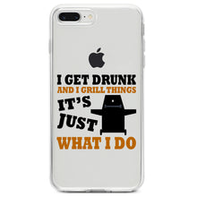 DistinctInk® Clear Shockproof Hybrid Case for Apple iPhone / Samsung Galaxy / Google Pixel - I Get Drunk & Grill Things