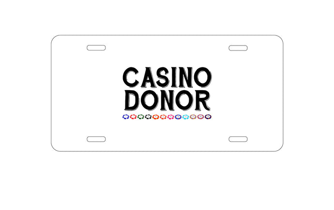 DistinctInk Custom Aluminum Decorative Vanity Front License Plate - Casino Donor - Blackjack Gambling
