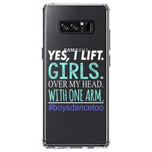 DistinctInk® Clear Shockproof Hybrid Case for Apple iPhone / Samsung Galaxy / Google Pixel - Yes, I Lift.  Girls.  Over My Head.  Boys Dance Too