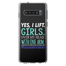 DistinctInk® Clear Shockproof Hybrid Case for Apple iPhone / Samsung Galaxy / Google Pixel - Yes, I Lift.  Girls.  Over My Head.  Boys Dance Too