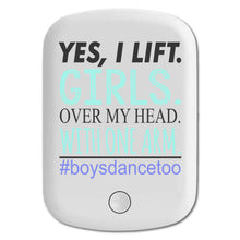 DistinctInk Magnetic Battery Pack, Wireless Portable Charger with USB-C Cable, Compatible with MagSafe iPhone 14 / 13 / 12 Series - Yes, I Lift.  Girls.  Over My Head.  Boys Dance Too
