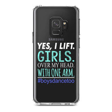 DistinctInk® Clear Shockproof Hybrid Case for Apple iPhone / Samsung Galaxy / Google Pixel - Yes, I Lift.  Girls.  Over My Head.  Boys Dance Too