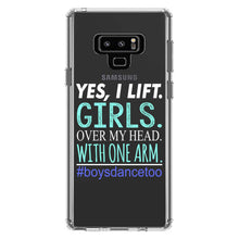 DistinctInk® Clear Shockproof Hybrid Case for Apple iPhone / Samsung Galaxy / Google Pixel - Yes, I Lift.  Girls.  Over My Head.  Boys Dance Too