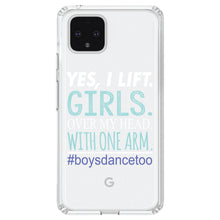 DistinctInk® Clear Shockproof Hybrid Case for Apple iPhone / Samsung Galaxy / Google Pixel - Yes, I Lift.  Girls.  Over My Head.  Boys Dance Too