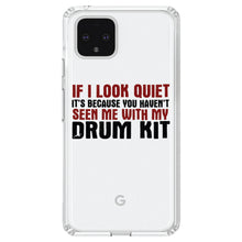 DistinctInk® Clear Shockproof Hybrid Case for Apple iPhone / Samsung Galaxy / Google Pixel - If I Look Quiet, You Haven't Seen My Drum Kit