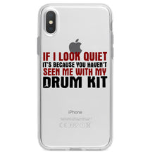 DistinctInk® Clear Shockproof Hybrid Case for Apple iPhone / Samsung Galaxy / Google Pixel - If I Look Quiet, You Haven't Seen My Drum Kit