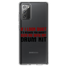 DistinctInk® Clear Shockproof Hybrid Case for Apple iPhone / Samsung Galaxy / Google Pixel - If I Look Quiet, You Haven't Seen My Drum Kit