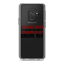 DistinctInk® Clear Shockproof Hybrid Case for Apple iPhone / Samsung Galaxy / Google Pixel - If I Look Quiet, You Haven't Seen My Drum Kit