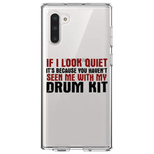 DistinctInk® Clear Shockproof Hybrid Case for Apple iPhone / Samsung Galaxy / Google Pixel - If I Look Quiet, You Haven't Seen My Drum Kit