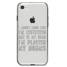 DistinctInk® Clear Shockproof Hybrid Case for Apple iPhone / Samsung Galaxy / Google Pixel - In My Head, I'm Playing Drums