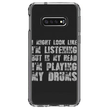 DistinctInk® Clear Shockproof Hybrid Case for Apple iPhone / Samsung Galaxy / Google Pixel - In My Head, I'm Playing Drums