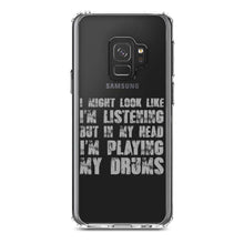 DistinctInk® Clear Shockproof Hybrid Case for Apple iPhone / Samsung Galaxy / Google Pixel - In My Head, I'm Playing Drums
