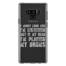 DistinctInk® Clear Shockproof Hybrid Case for Apple iPhone / Samsung Galaxy / Google Pixel - In My Head, I'm Playing Drums