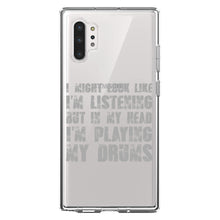 DistinctInk® Clear Shockproof Hybrid Case for Apple iPhone / Samsung Galaxy / Google Pixel - In My Head, I'm Playing Drums