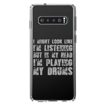 DistinctInk® Clear Shockproof Hybrid Case for Apple iPhone / Samsung Galaxy / Google Pixel - In My Head, I'm Playing Drums