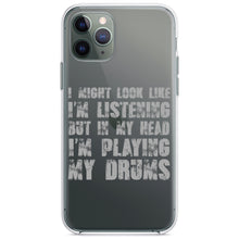 DistinctInk® Clear Shockproof Hybrid Case for Apple iPhone / Samsung Galaxy / Google Pixel - In My Head, I'm Playing Drums
