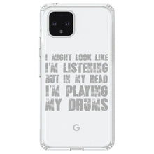 DistinctInk® Clear Shockproof Hybrid Case for Apple iPhone / Samsung Galaxy / Google Pixel - In My Head, I'm Playing Drums